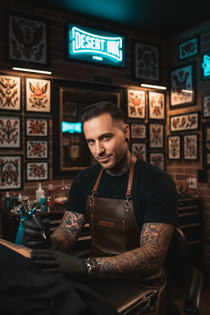 Tattoo Artist Portrait with Machine