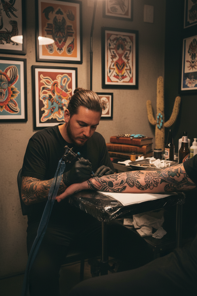 Tattoo Artist with Gloves